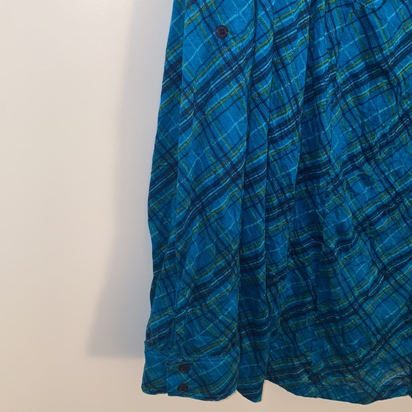 Torrid Turquoise Plaid Print Button Down Long Sleeve Top - Picture 8 of 8